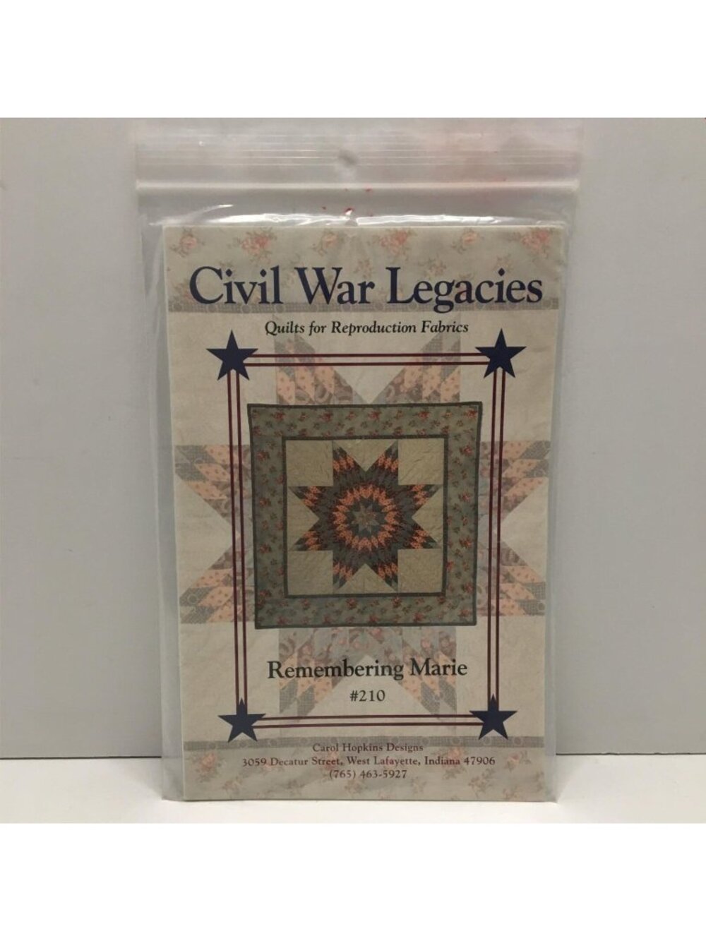 Vtg Quilt Pattern Civil War Legacies Remembering Marie 210 Carol Hopkins Designs